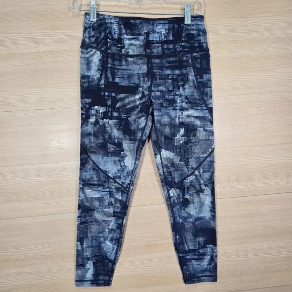 Sweaty Betty Zero Gravity 7/8 Leggings Blue Grid Print Size Small - Picture 2 of 10